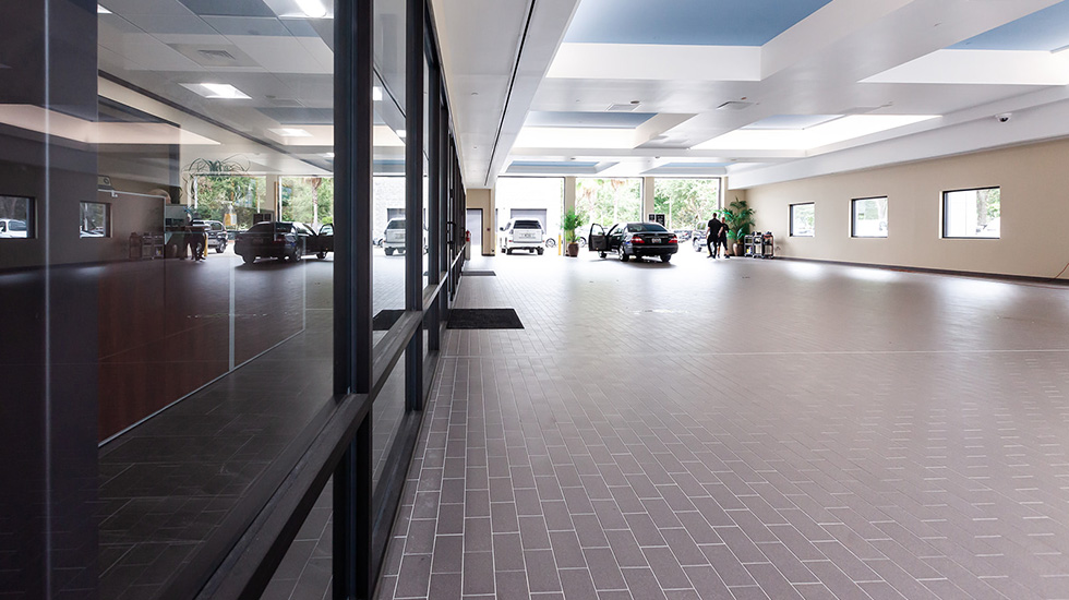 Service area flooring at Lexus auto dealership 