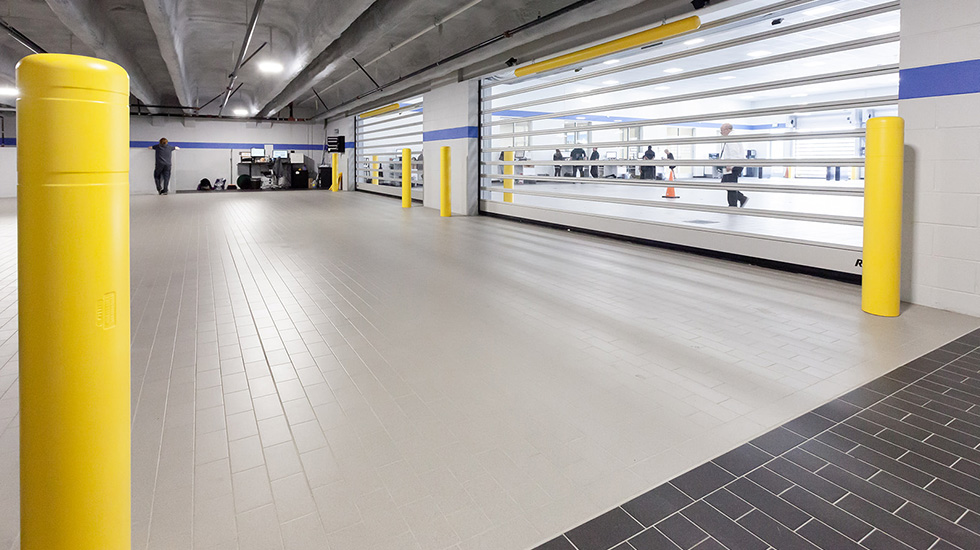Service area flooring at Honda auto dealership
