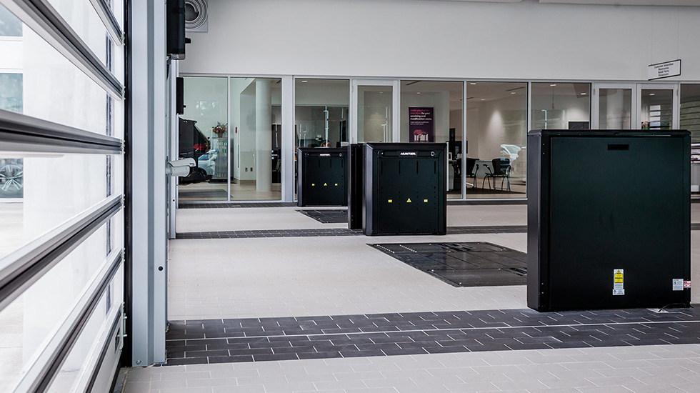 showroom flooring at BMW auto dealership