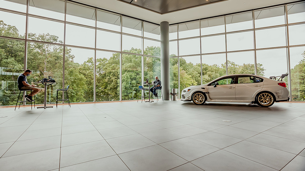 flooring at Subaru auto dealership