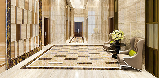 tile flooring installation in  hotel lobby