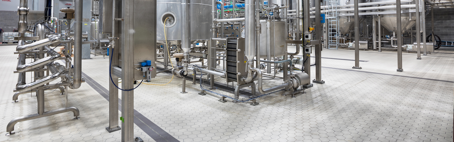 industrial tile flooring in brewery